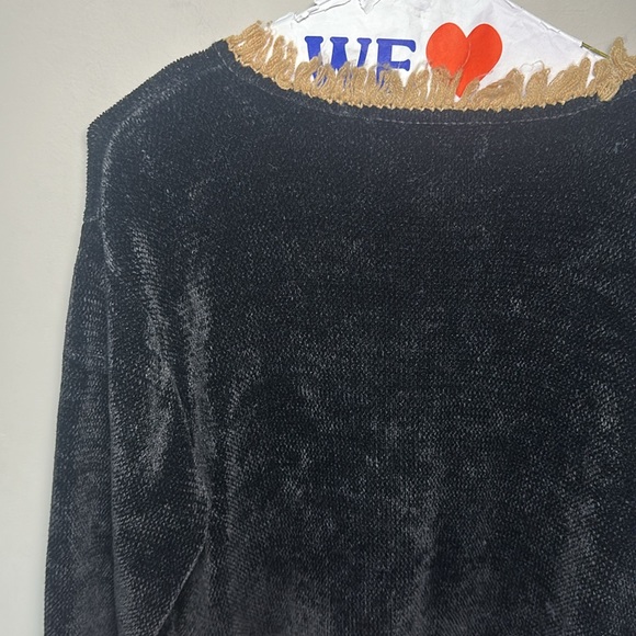That Sweater Black Velvet Top with Gold Safari Embellishments - Picture 3 of 8